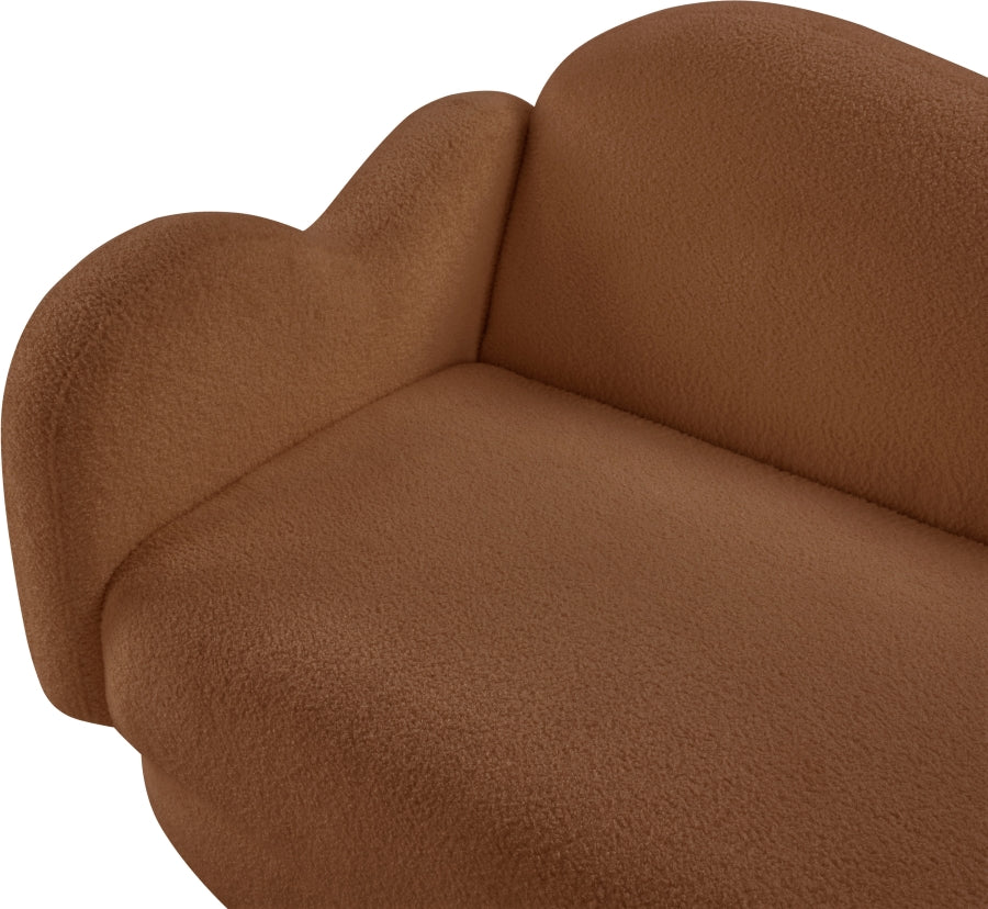 Bloom Teddy Fabric Upholstered Loveseat in Saddle from Meridian - Luna Furniture