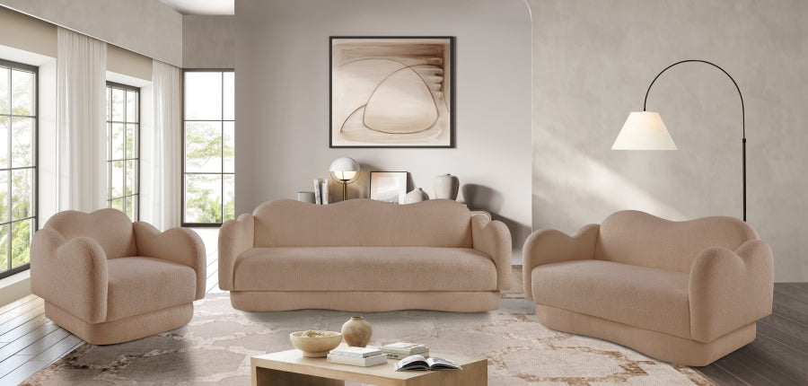 Bloom Teddy Fabric Upholstered Sofa in Beige from Meridian - Luna Furniture