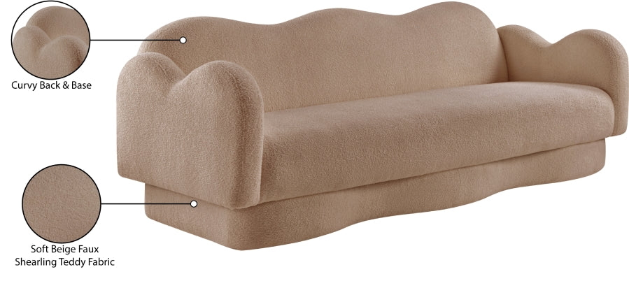 Bloom Teddy Fabric Upholstered Sofa in Beige from Meridian - Luna Furniture