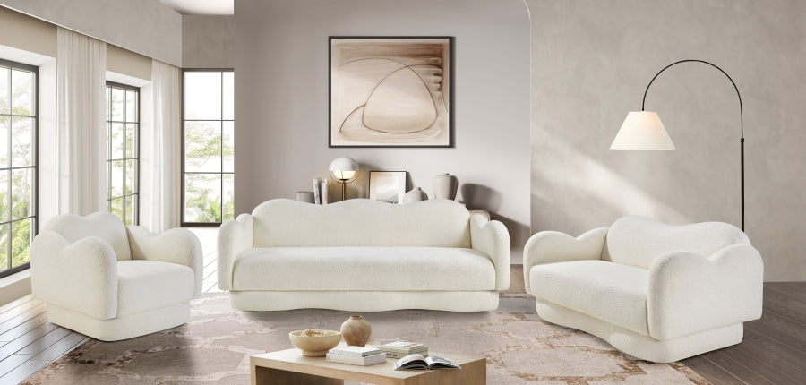 Bloom Teddy Fabric Upholstered Sofa in Cream from Meridian - Luna Furniture