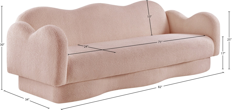 Bloom Teddy Fabric Upholstered Sofa in Pink from Meridian - Luna Furniture