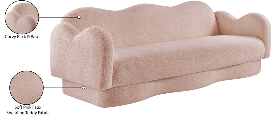 Bloom Teddy Fabric Upholstered Sofa in Pink from Meridian - Luna Furniture