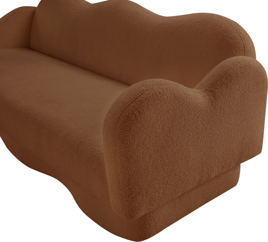 Bloom Teddy Fabric Upholstered Sofa in Saddle from Meridian - Luna Furniture