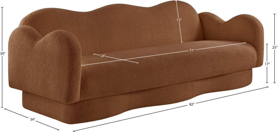 Bloom Teddy Fabric Upholstered Sofa in Saddle from Meridian - Luna Furniture