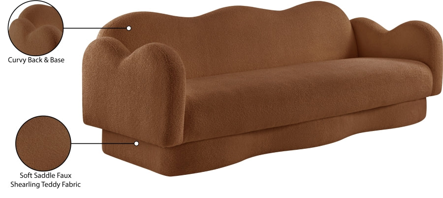 Bloom Teddy Fabric Upholstered Sofa in Saddle from Meridian - Luna Furniture