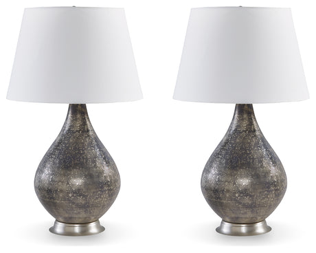 Bluacy 2-Piece Table Lamp Set in Antique Gray from Ashley - Luna Furniture