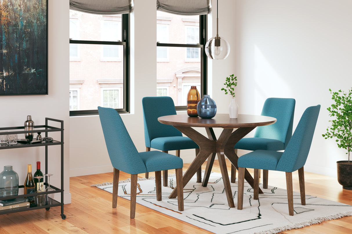 Blue/Brown Lyncott Dining Table and 4 Chairs - PKG015476