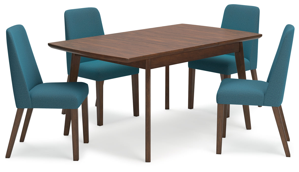 Blue/Brown Lyncott Dining Table and 4 Chairs - PKG015484