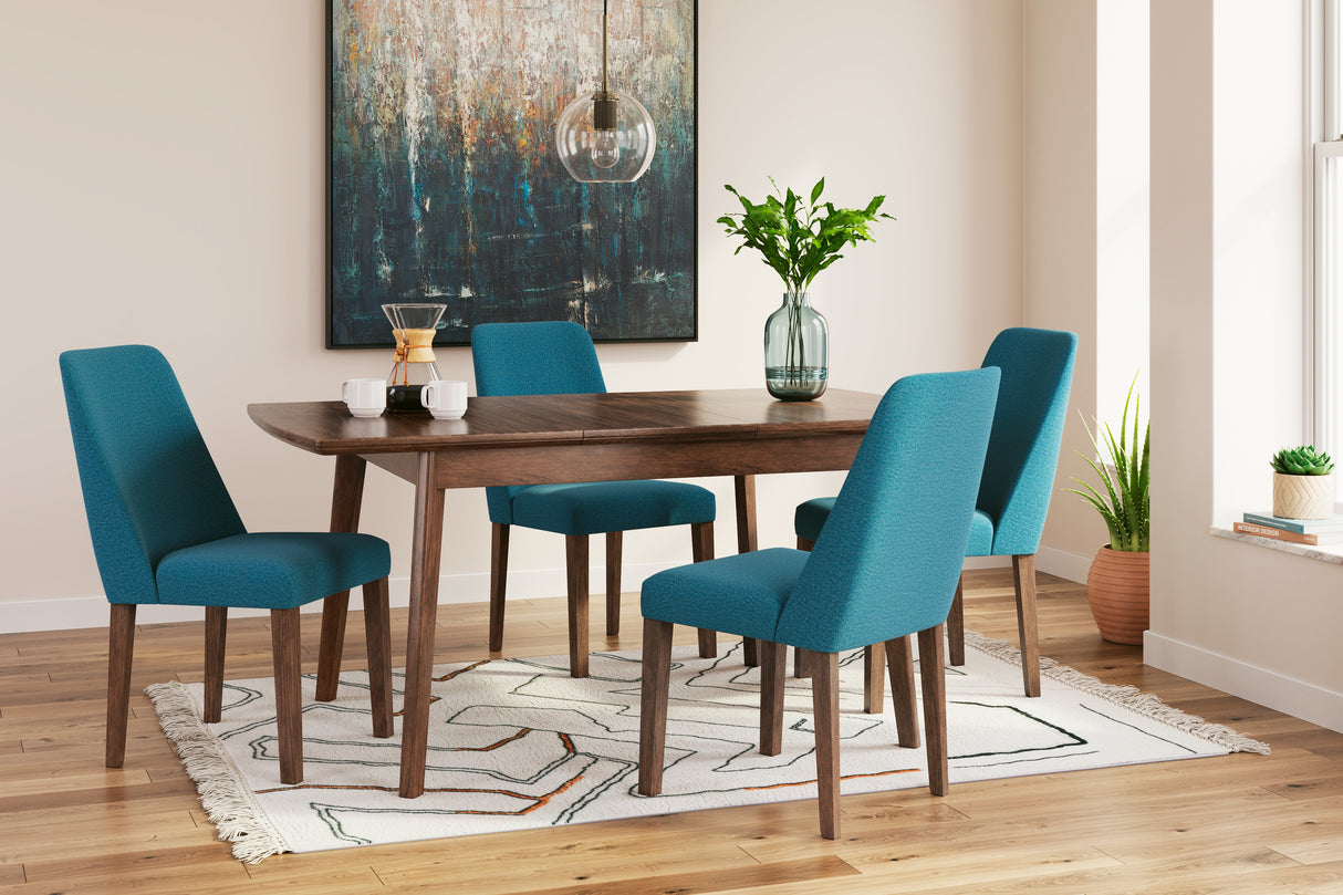 Blue/Brown Lyncott Dining Table and 4 Chairs - PKG015484