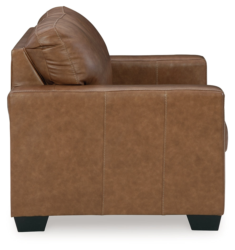 Bolsena Sofa, Loveseat and Recliner in Caramel - PKG015457