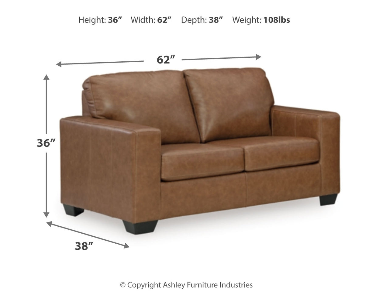 Bolsena Sofa, Loveseat and Recliner in Caramel - PKG015457