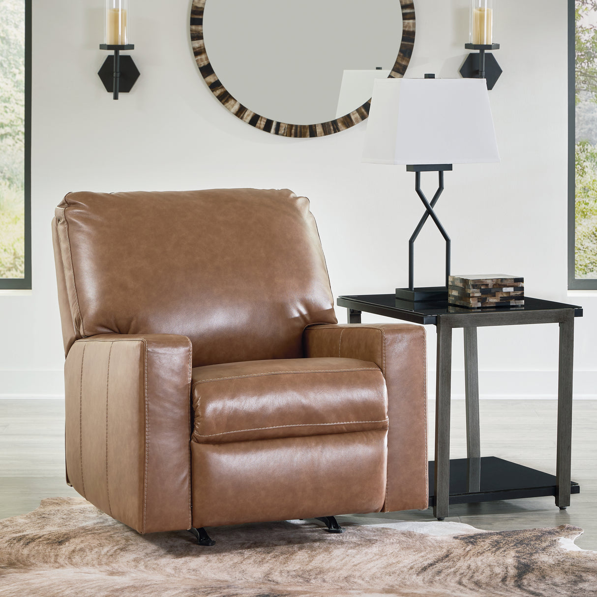 Bolsena Sofa, Loveseat and Recliner in Caramel - PKG015457