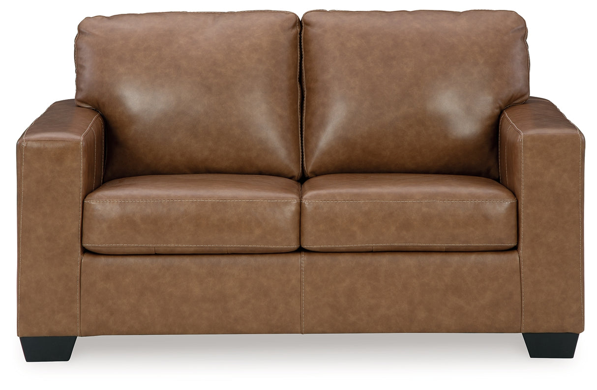 Bolsena Sofa, Loveseat and Recliner in Caramel - PKG015457