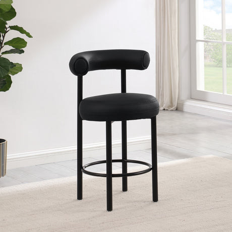 Bordeaux Vegan Leather Counter Stool in Black, Set of 2 from Meridian - Luna Furniture