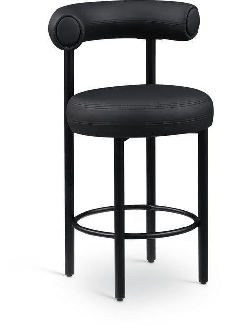 Bordeaux Vegan Leather Counter Stool in Black, Set of 2 from Meridian - Luna Furniture