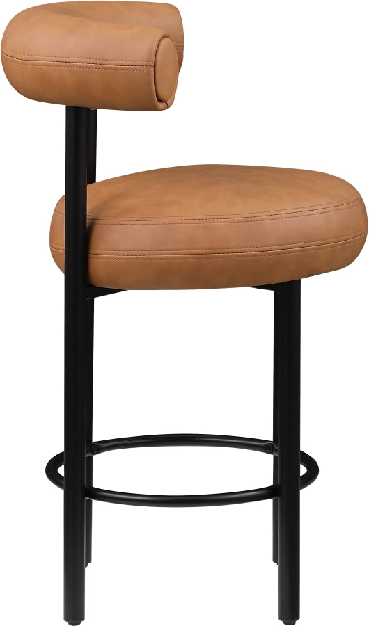 Bordeaux Vegan Leather Counter Stool in Cognac, Set of 2 from Meridian - Luna Furniture