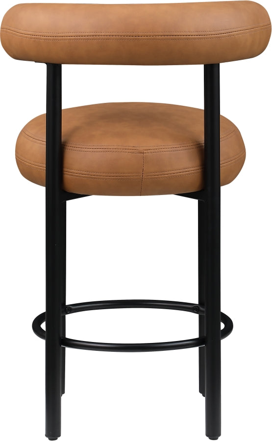 Bordeaux Vegan Leather Counter Stool in Cognac, Set of 2 from Meridian - Luna Furniture