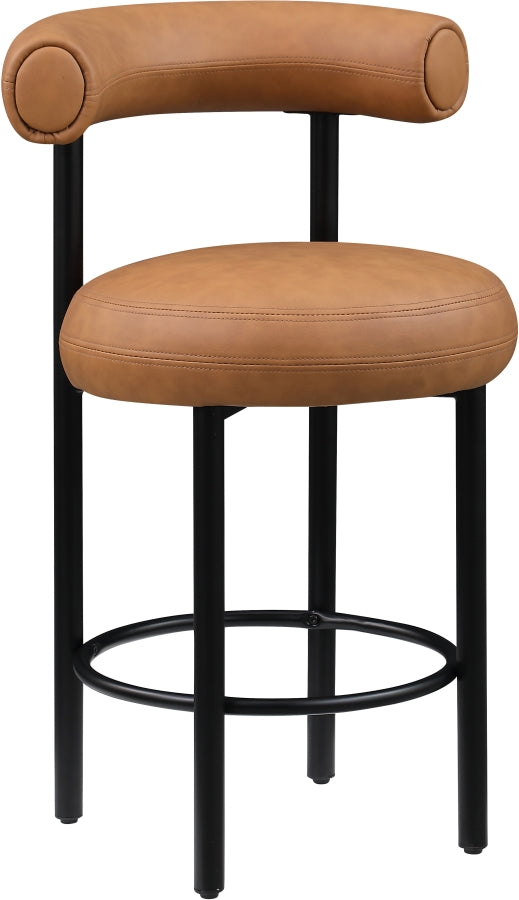 Bordeaux Vegan Leather Counter Stool in Cognac, Set of 2 from Meridian - Luna Furniture