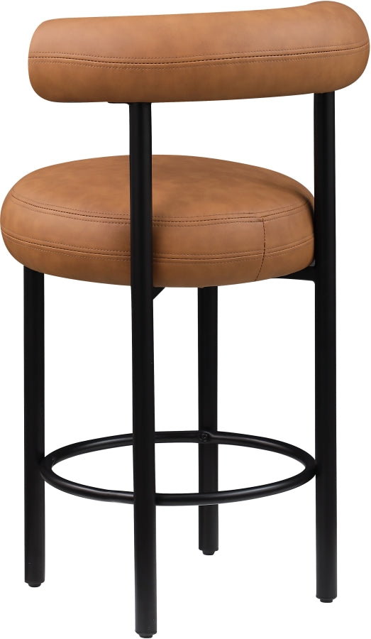 Bordeaux Vegan Leather Counter Stool in Cognac, Set of 2 from Meridian - Luna Furniture