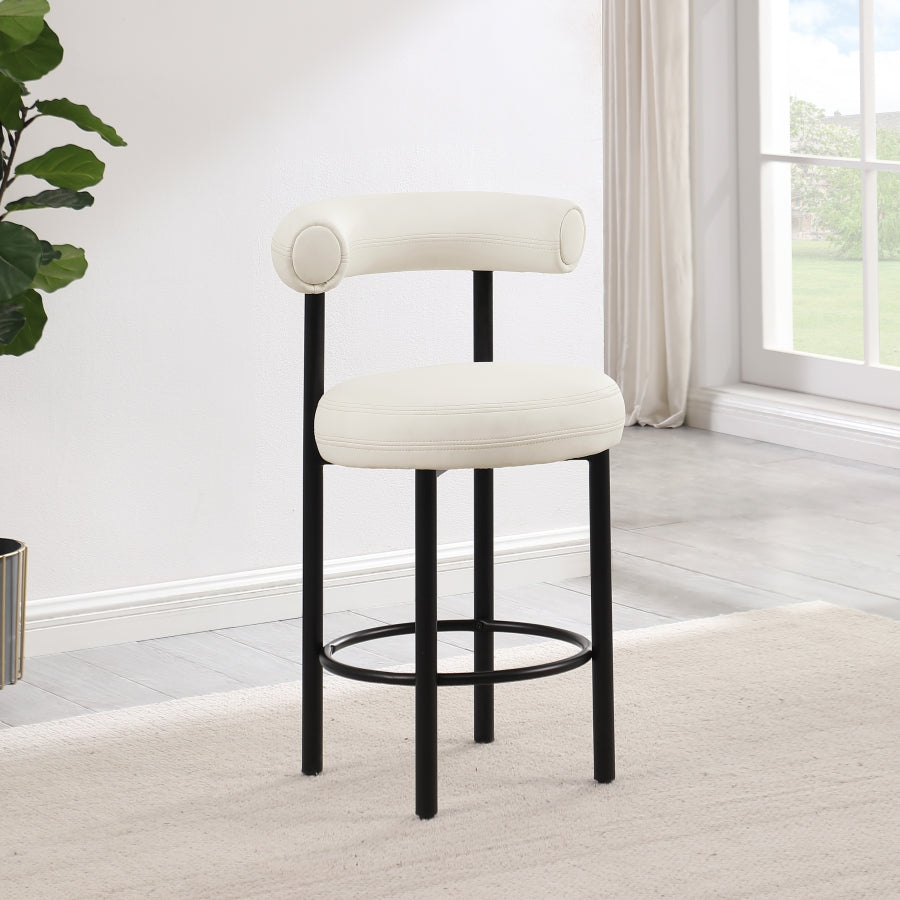 Bordeaux Vegan Leather Counter Stool in Cream, Set of 2 from Meridian - Luna Furniture