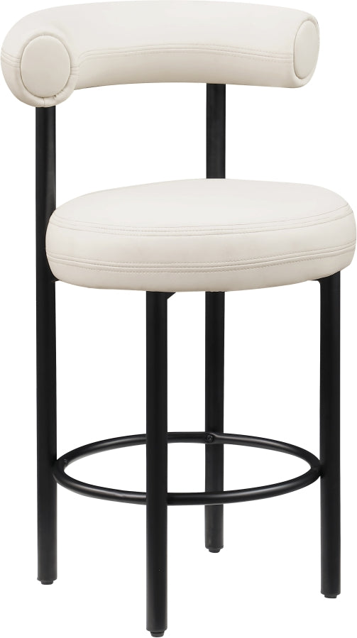 Bordeaux Vegan Leather Counter Stool in Cream, Set of 2 from Meridian - Luna Furniture