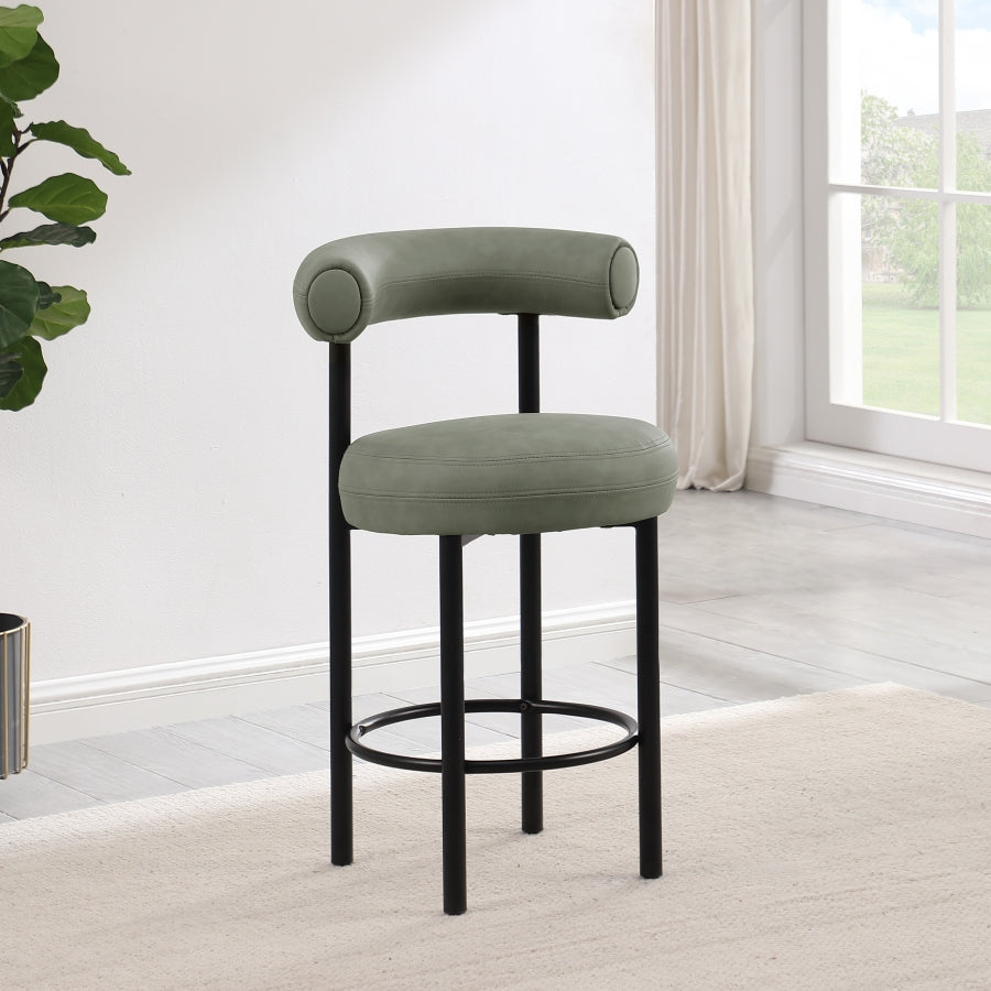 Bordeaux Vegan Leather Counter Stool in Green, Set of 2 from Meridian - Luna Furniture