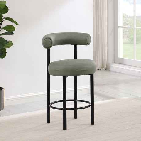 Bordeaux Vegan Leather Counter Stool in Green, Set of 2 from Meridian - Luna Furniture