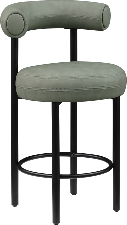 Bordeaux Vegan Leather Counter Stool in Green, Set of 2 from Meridian - Luna Furniture