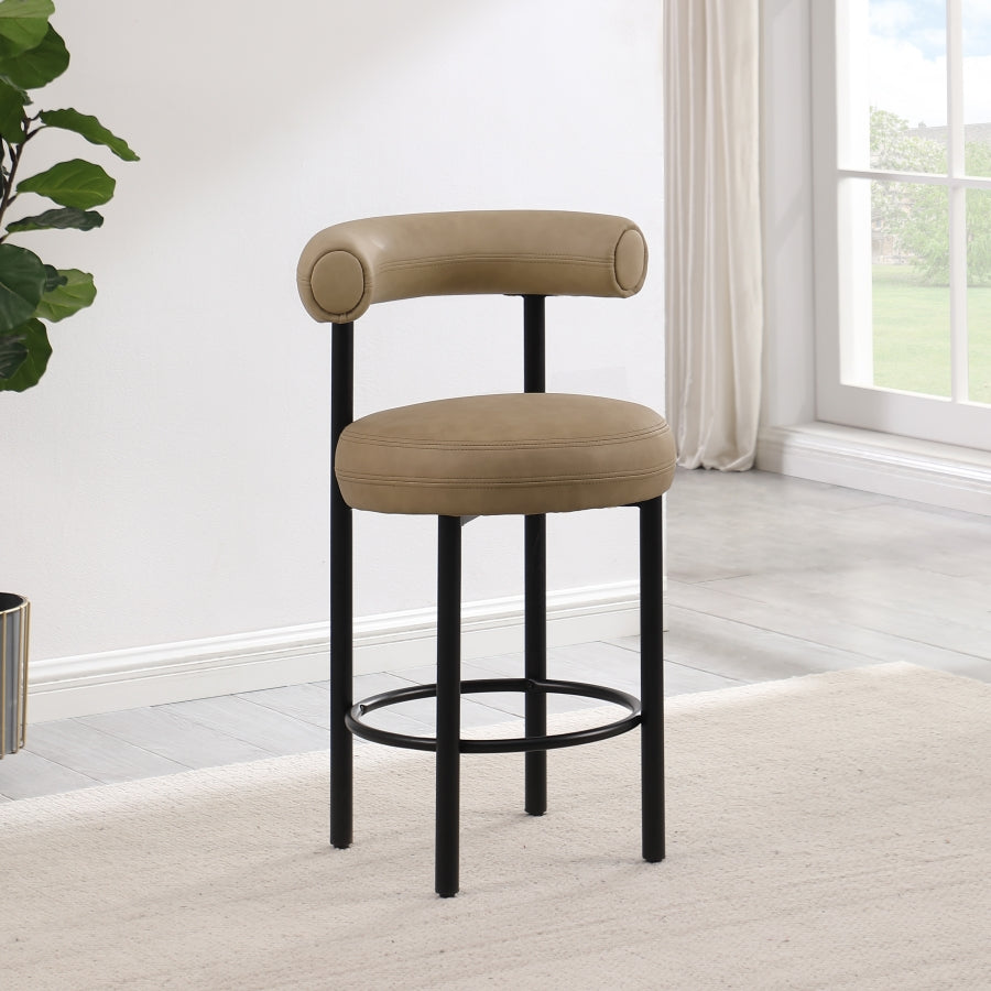 Bordeaux Vegan Leather Counter Stool in Natural, Set of 2 from Meridian - Luna Furniture