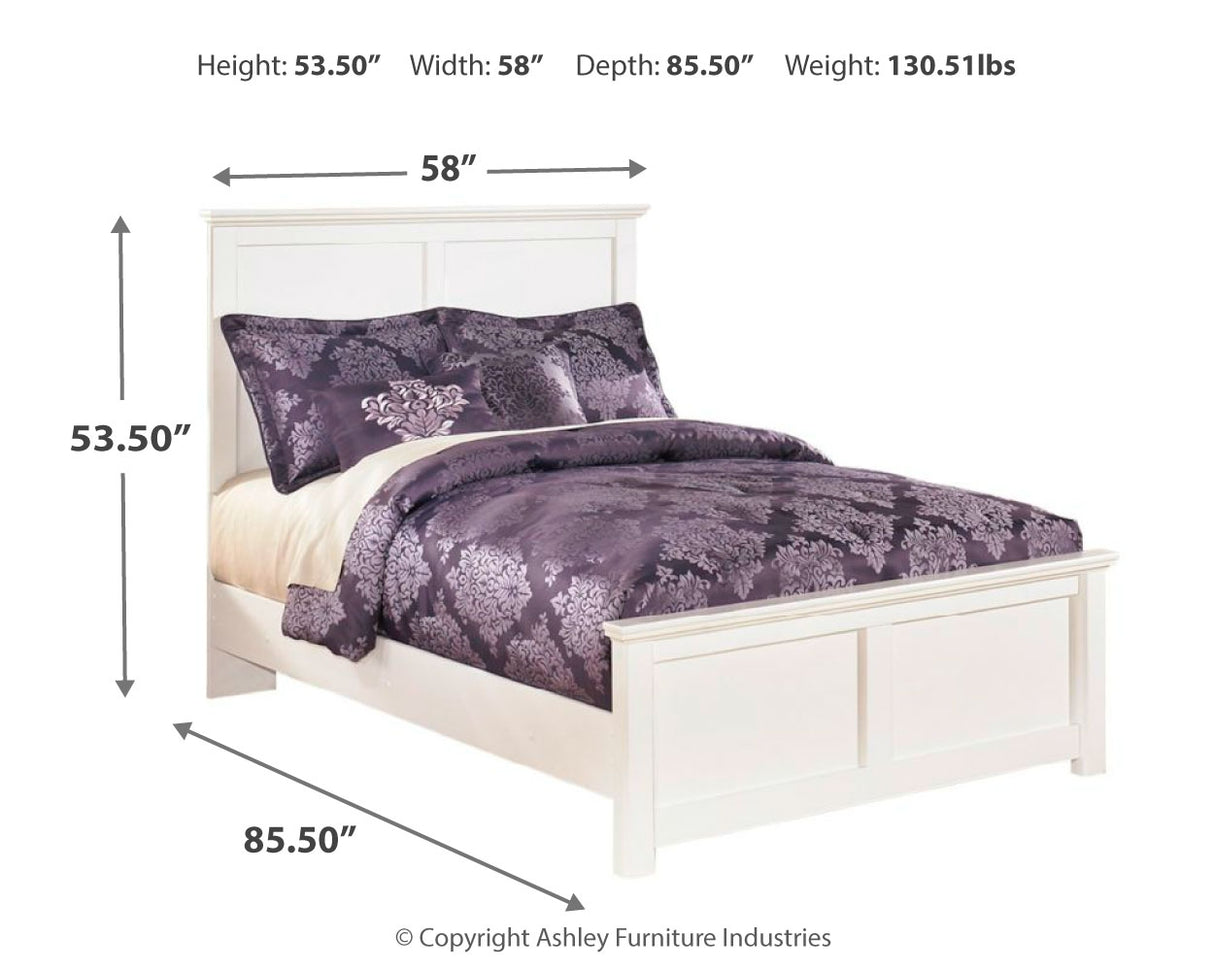 Bostwick Shoals Full Panel Bed with Mirrored Dresser and 2 Nightstands in White - PKG002774