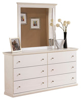 Bostwick Shoals Full Panel Bed with Mirrored Dresser and 2 Nightstands in White - PKG002774