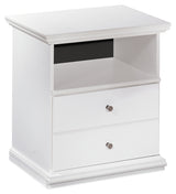 Bostwick Shoals Full Panel Bed with Mirrored Dresser and Chest in White - PKG002775