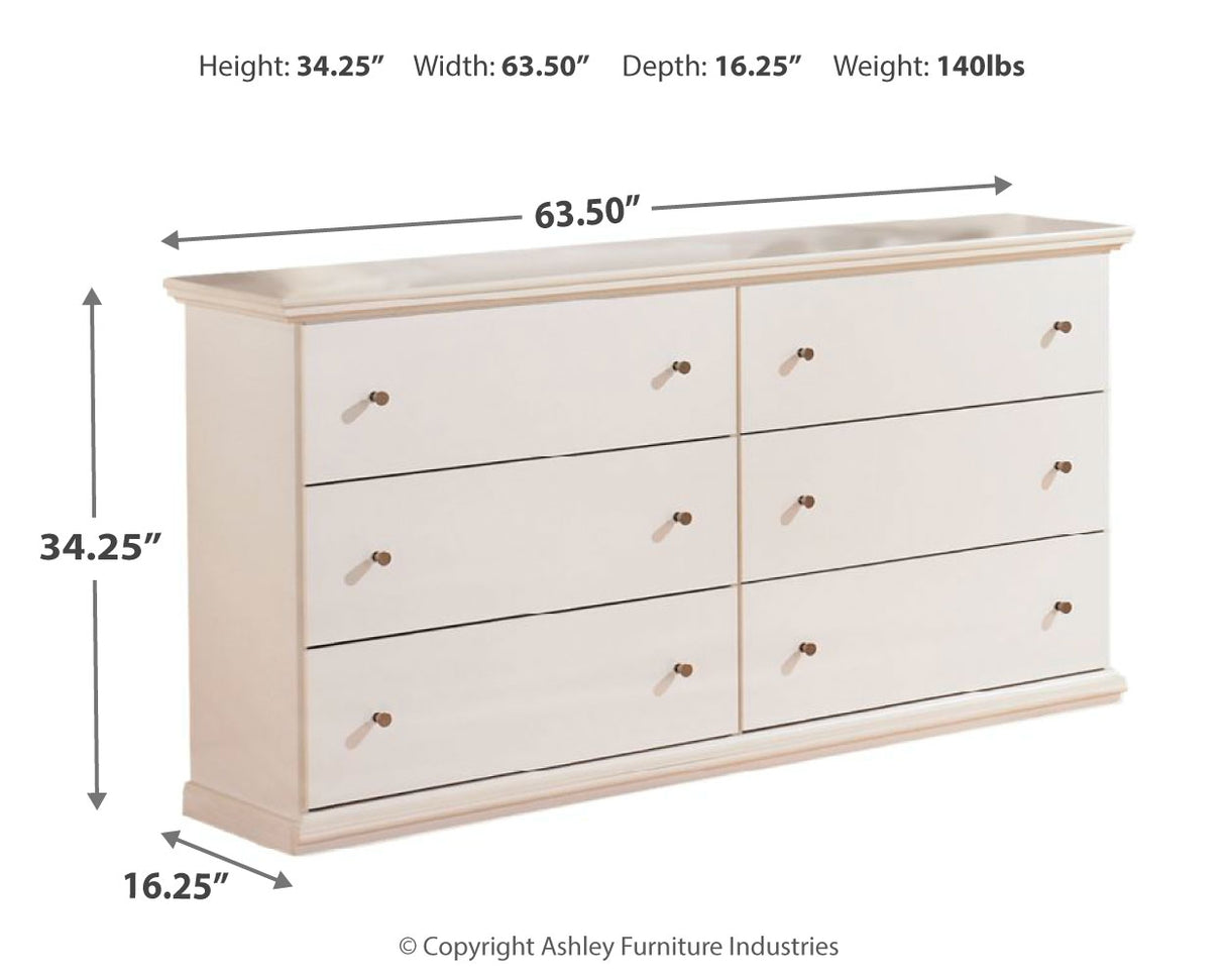 Bostwick Shoals Full Panel Bed with Mirrored Dresser, Chest and 2 Nightstands in White - PKG002777