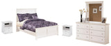 Bostwick Shoals Full Panel Bed with Mirrored Dresser in White - PKG002773