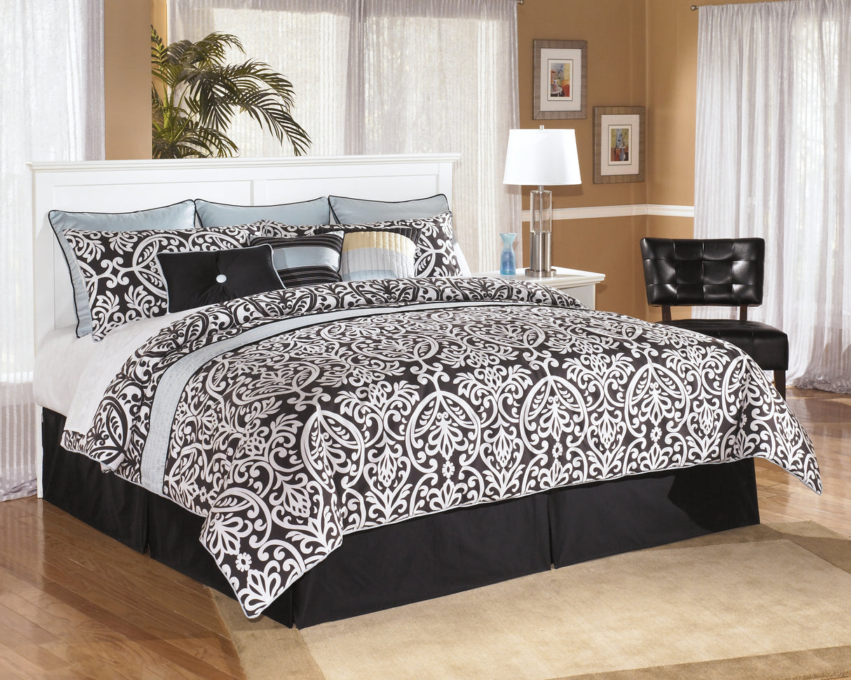 Bostwick Shoals King/California King Panel Headboard Bed with Mirrored Dresser in White - PKG002742