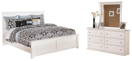 Bostwick Shoals King Panel Bed with Dresser in White - PKG002778