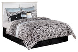 Bostwick Shoals Queen/Full Panel Headboard Bed with Mirrored Dresser and 2 Nightstands in White - PKG002734