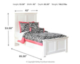 Bostwick Shoals Queen Panel Bed with Mirrored Dresser, Chest and Nightstand in White - PKG002787