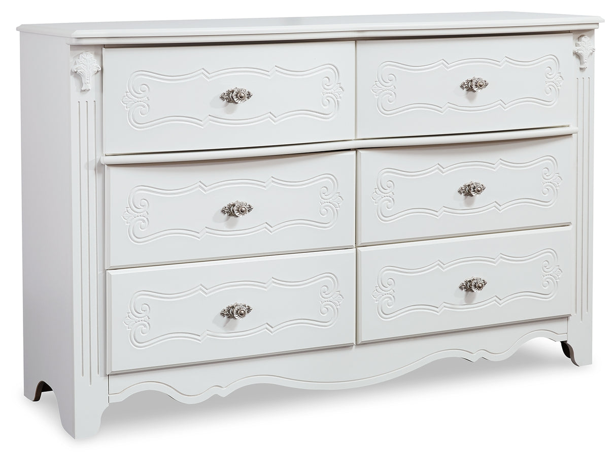 Bostwick Shoals Twin Panel Bed with Mirrored Dresser, Chest and 2 Nightstands in White - PKG002794