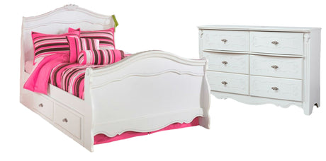 Bostwick Shoals Twin Panel Bed with Mirrored Dresser, Chest and 2 Nightstands in White - PKG002794