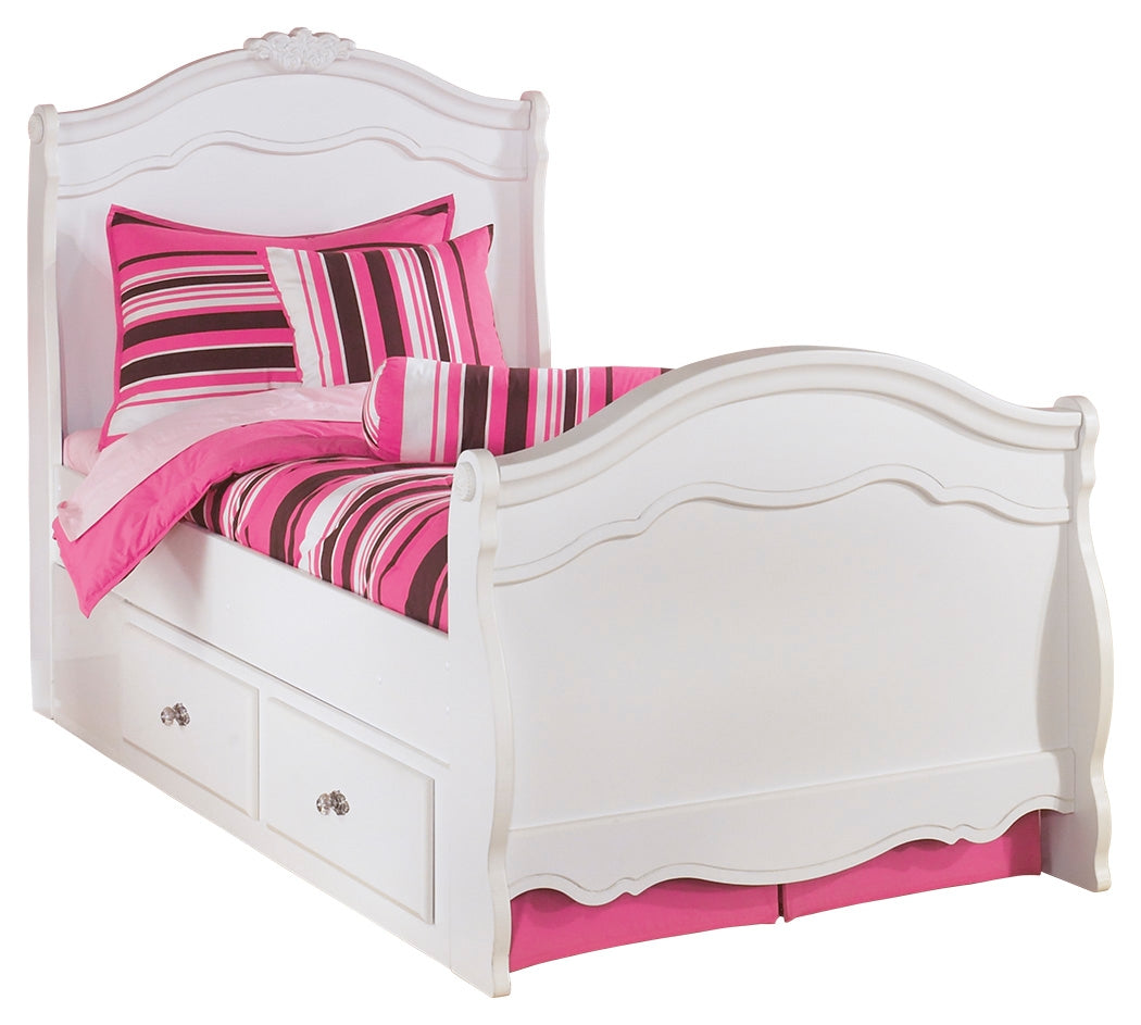 Bostwick Shoals Twin Panel Bed with Mirrored Dresser, Chest and 2 Nightstands in White - PKG002794