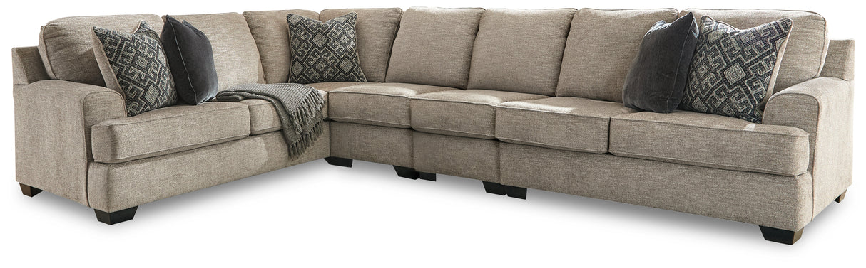 Bovarian 4-Piece Sectional with Ottoman in Stone from Ashley - Luna Furniture