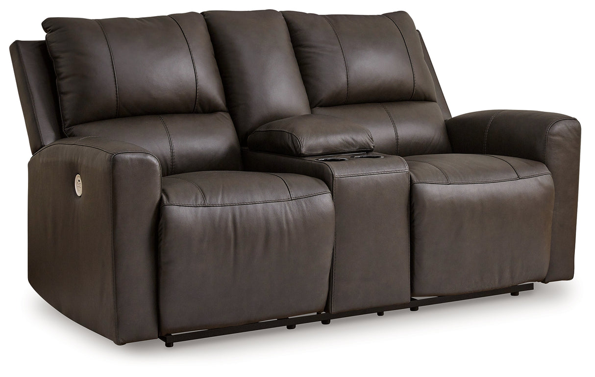 Boxmere Storm Power Reclining Loveseat with Console from Ashley - Luna Furniture