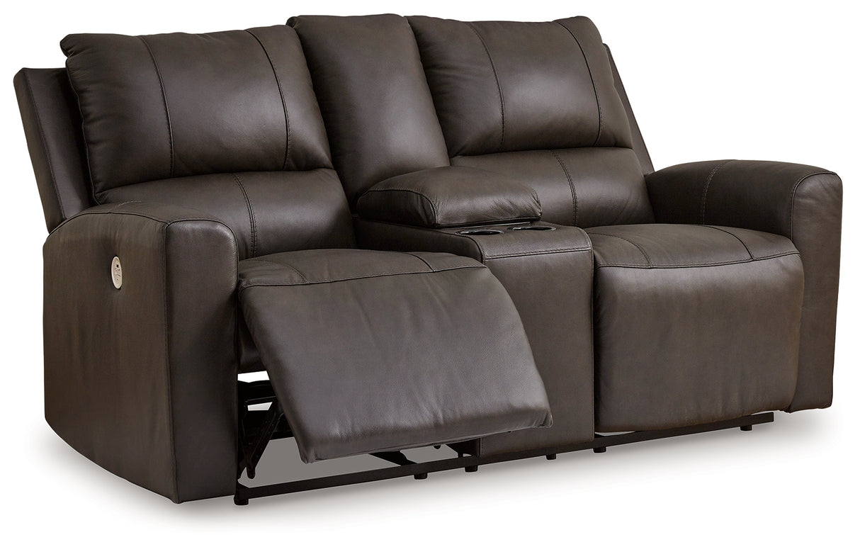 Boxmere Storm Power Reclining Loveseat with Console from Ashley - Luna Furniture