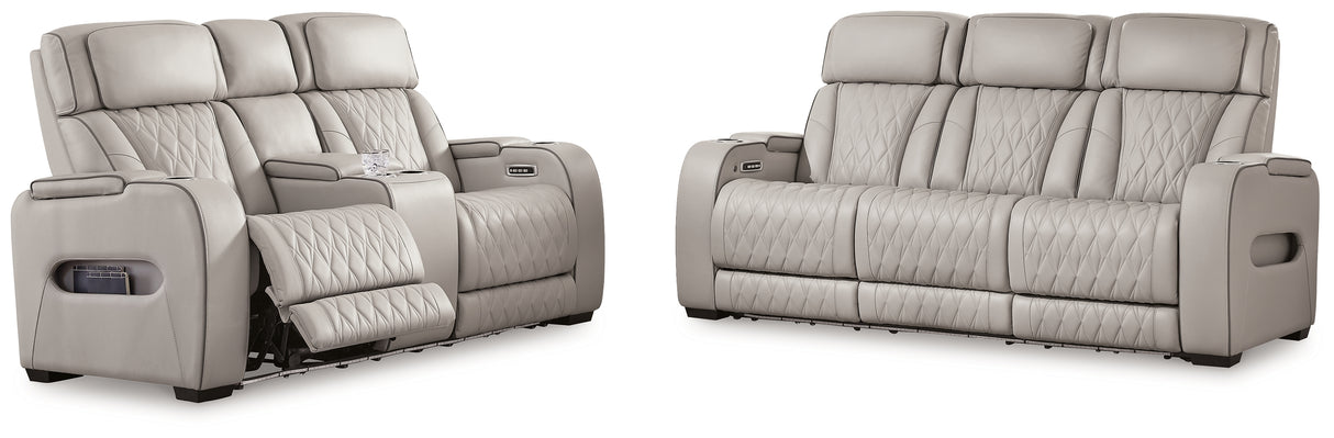 Boyington Sofa, Loveseat and Recliner in Gray - PKG016537