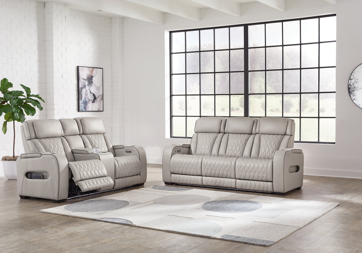 Boyington Sofa, Loveseat and Recliner in Gray - PKG016537