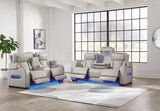 Boyington Sofa, Loveseat and Recliner in Gray - PKG016537