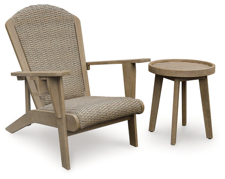 Bradstreet Bay Outdoor Adirondack Chair and End Table in Beige from Ashley - Luna Furniture