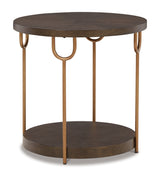 Brazburn 2 End Tables in Dark Brown/Gold Finish from Ashley - Luna Furniture