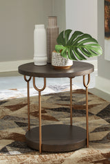 Brazburn 2 End Tables in Dark Brown/Gold Finish from Ashley - Luna Furniture